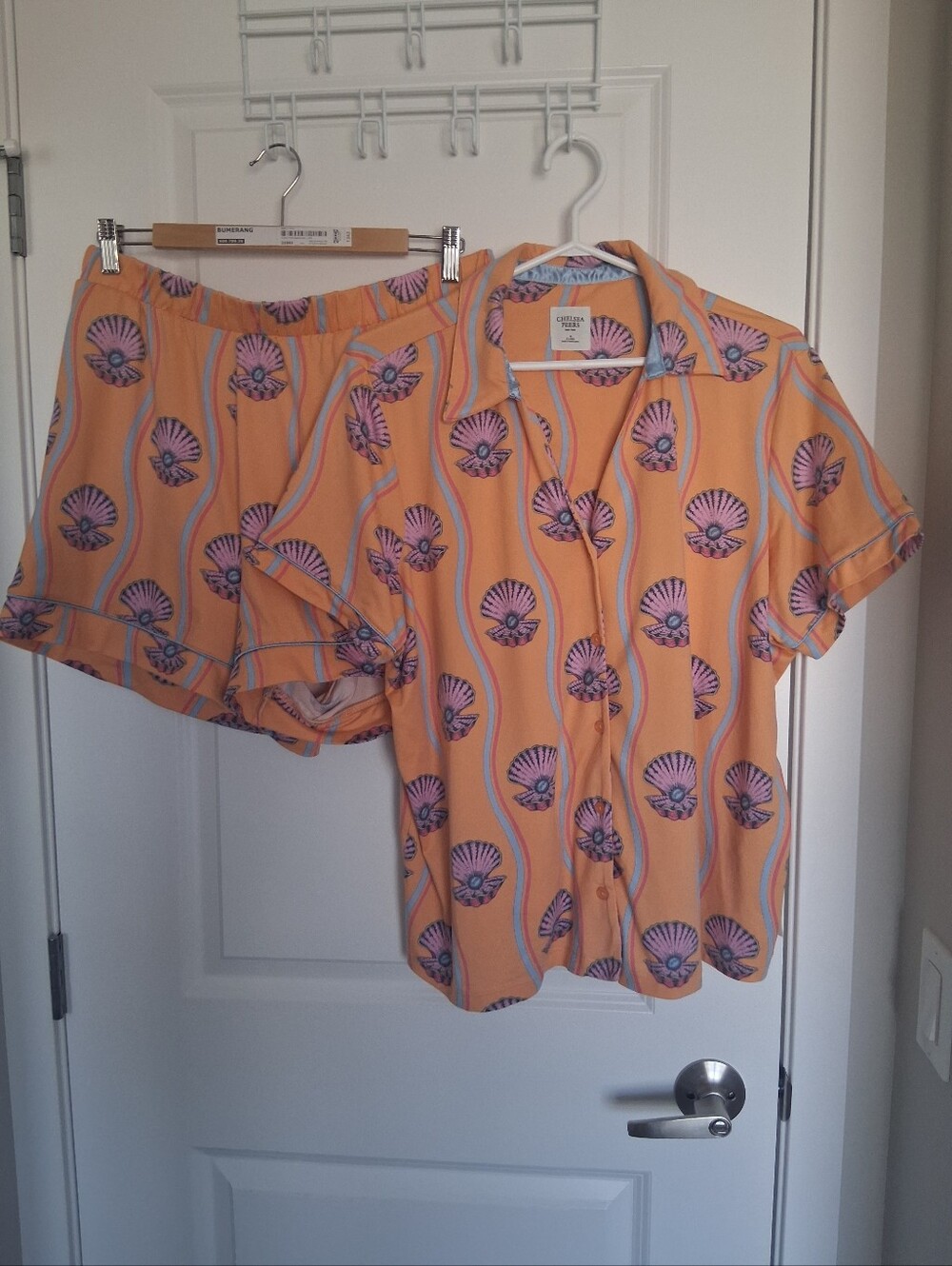 Women's Peach Shell-Print Short Pajama Set XL